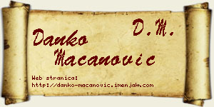 Danko Macanović vizit kartica